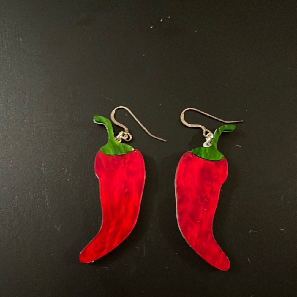 Acrylic Chili Pepper Earrings with stainless steel ear hook.
